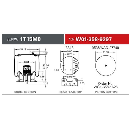 Firestone Air Spring, Suspension, 1T-Reversible Sleeve W013589297